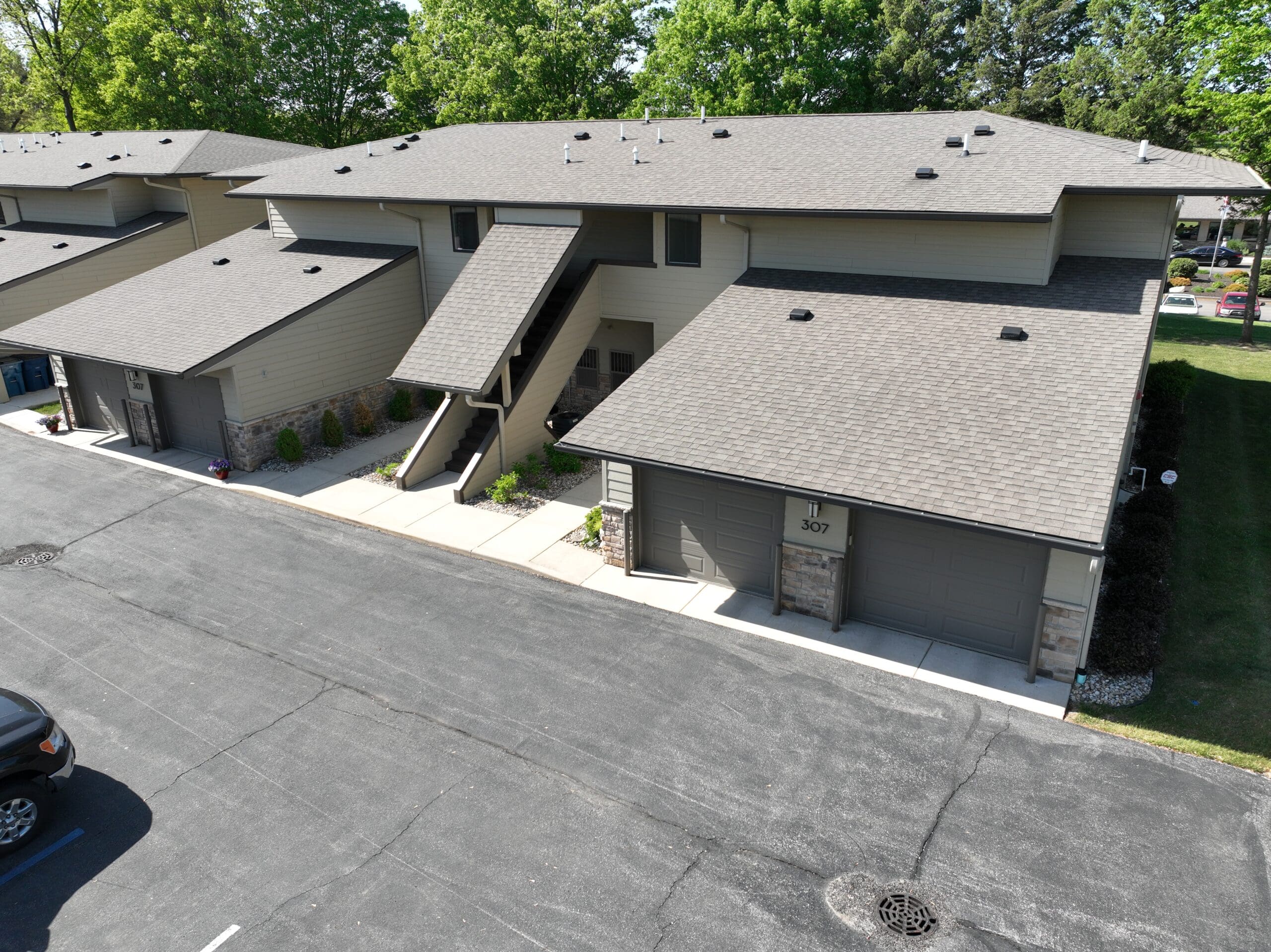 Two-story apartment complex exterior designed by GMF Architecture & Development in Northwest Indiana.