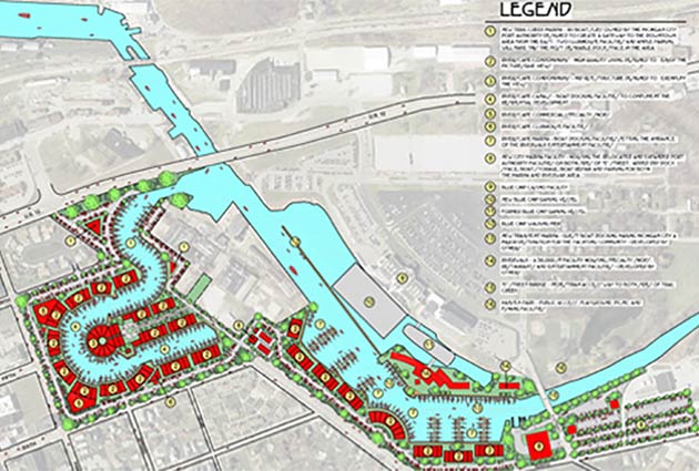 Riverscape development master plan designed by GMF Architecture & Development.